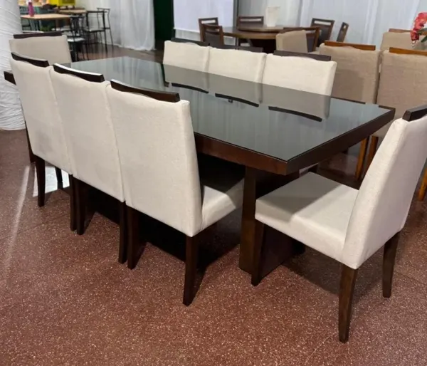 Mesa Rita com tampo de vidro e Cadeira REF 405